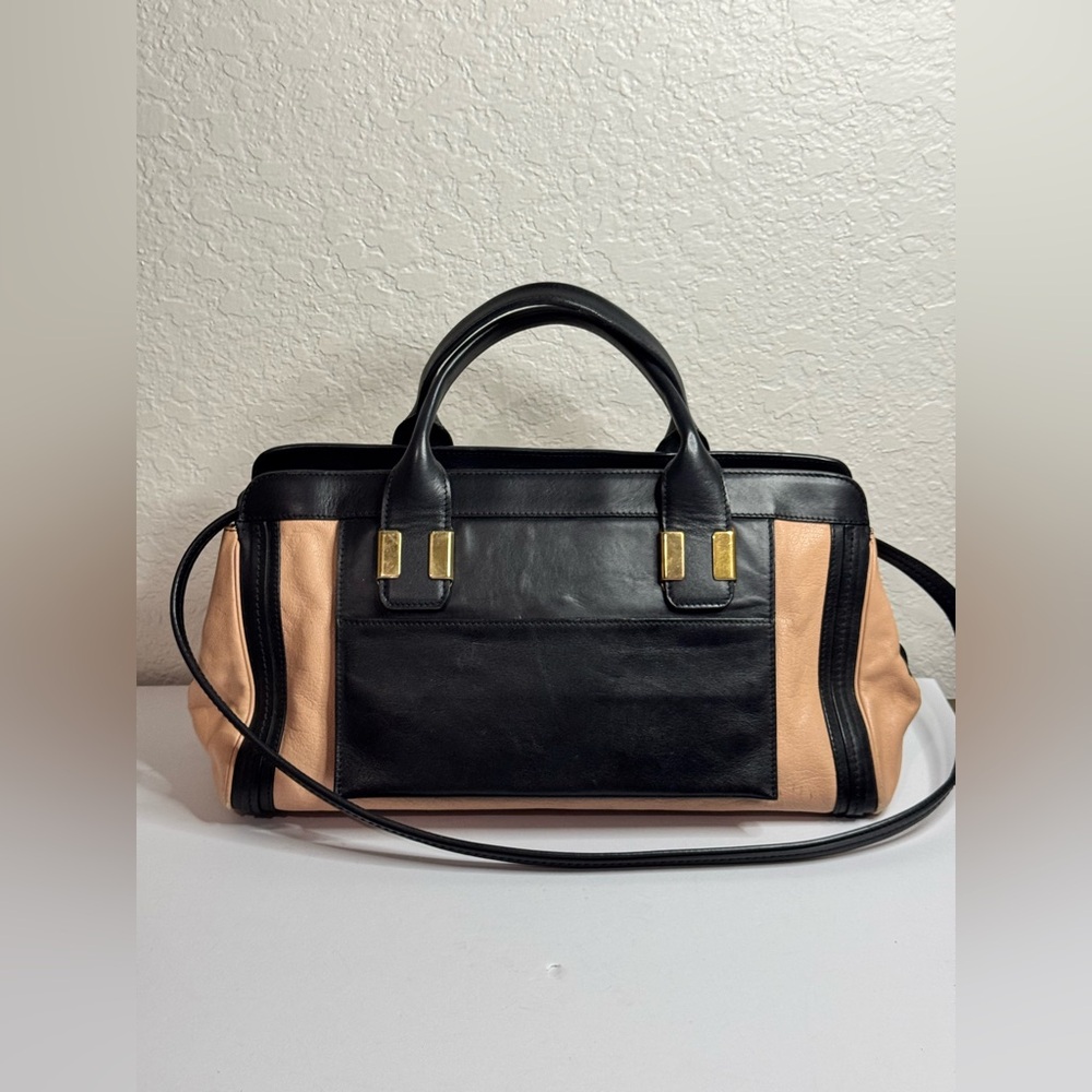 Chloe Alice Satchel Hand Bag Leather 2way Black Pink - Picture 7 of 14